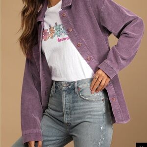Lulu's Take the Chill Off Lavender Corduroy Shacket